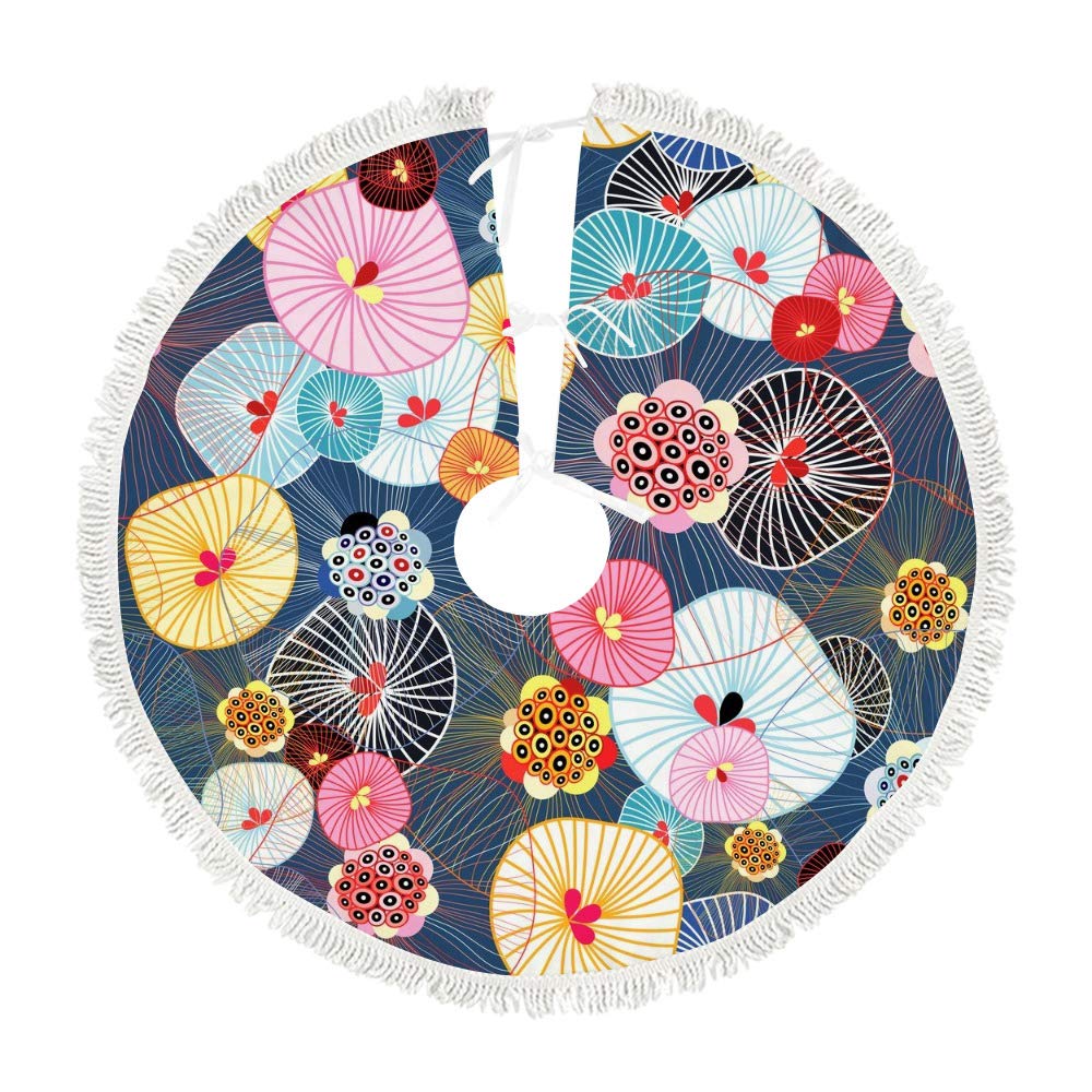 Tapis de sapin de Noël intérieur extérieur grand format motif abstrait coloré moderne