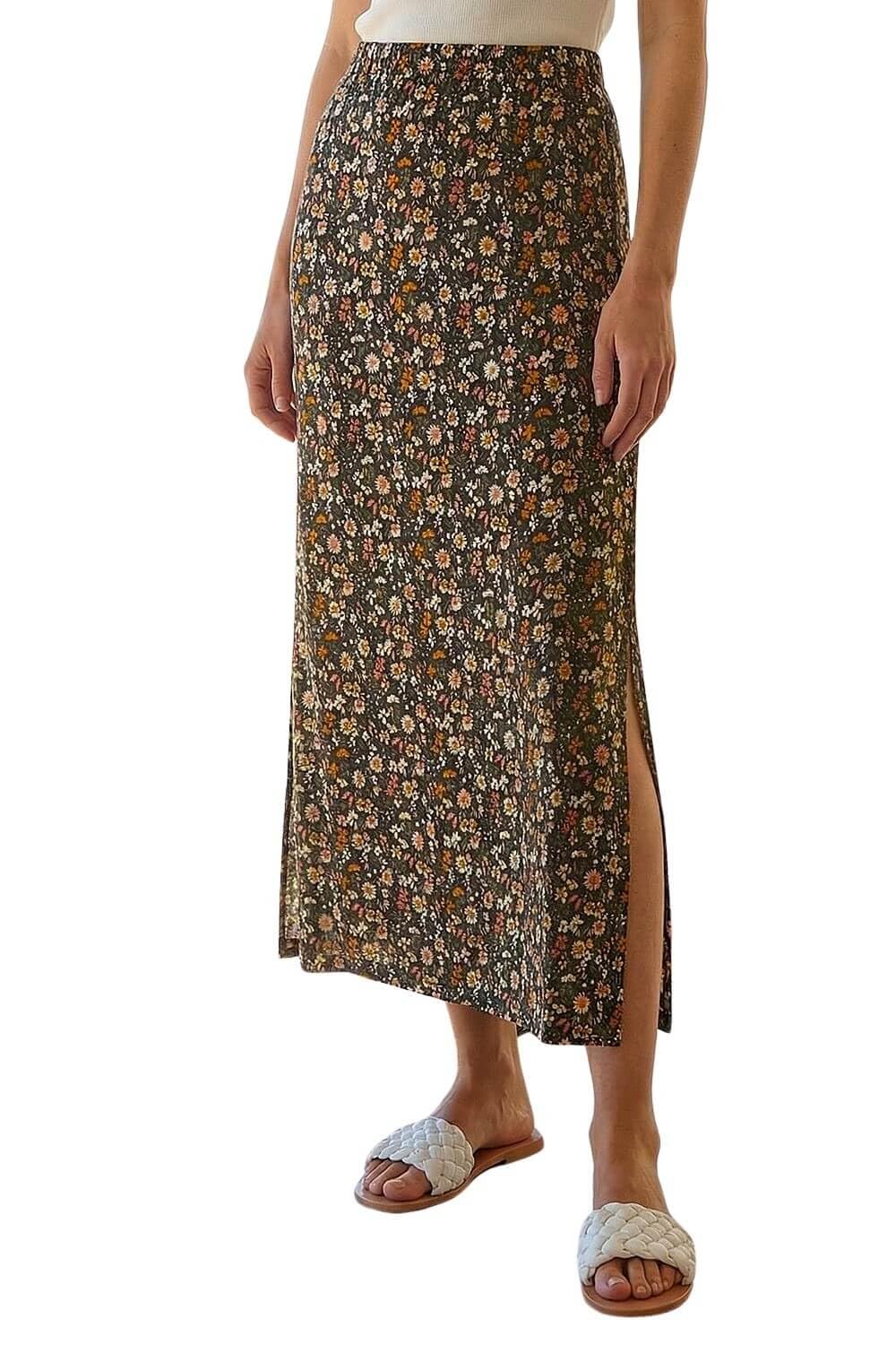 Roman Ditsy Floral Stretch Maxi Skirt