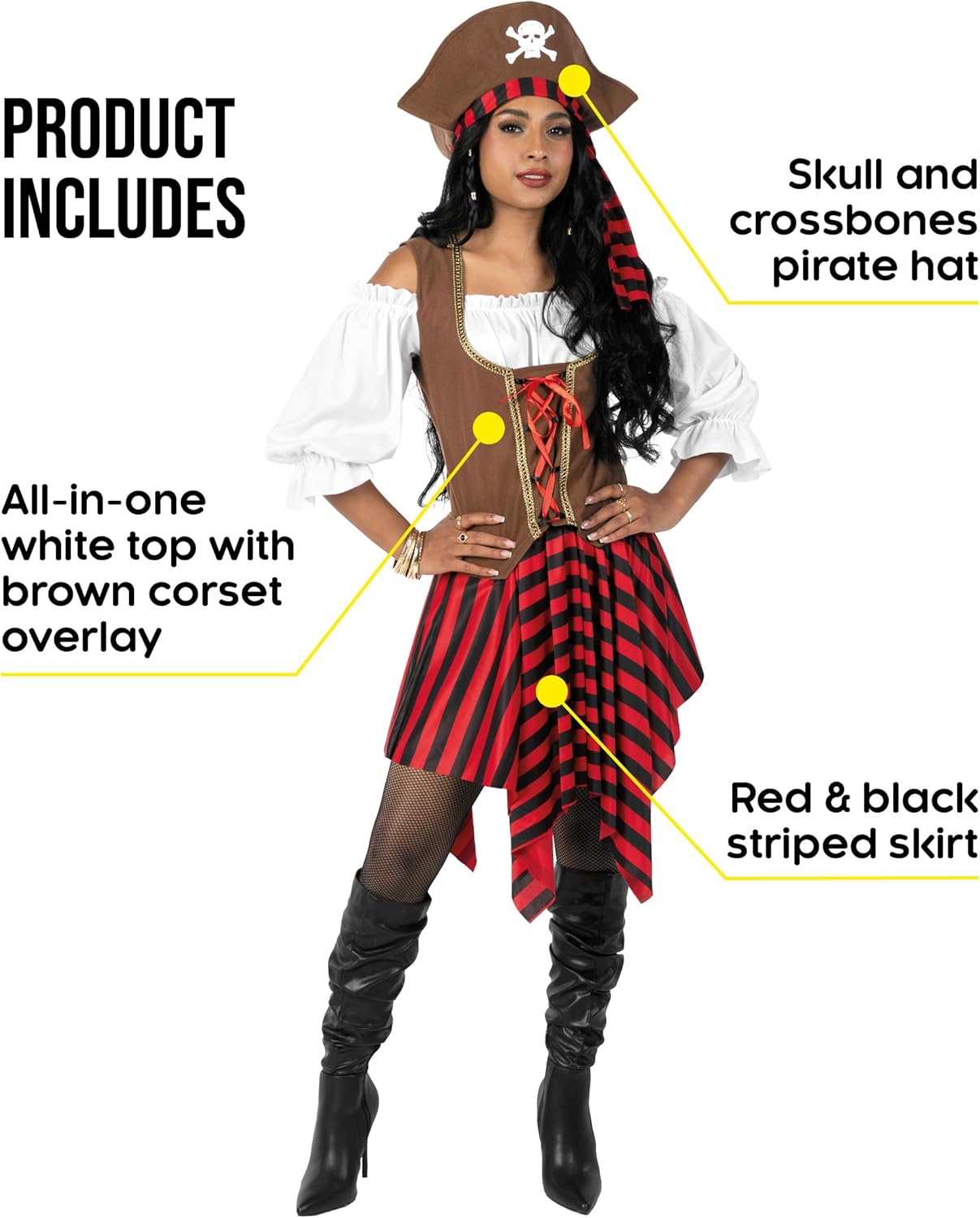 fun shack Pirate Costume Women, Womens Pirate Costume, Pirates Dress, Halloween Costumes for Women, Womens Halloween Costumes - Image 2