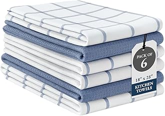 LANE LINEN Cotton Kitchen Towels Set, 6-Pack – Absorbent, Quick-Drying Dish Towels, 18" x 28", Soft, Premium Hand and Tea Towels - Indigo
