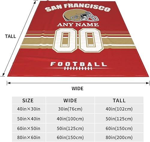 Miniatura 3 de Manta personalizada de San Francisco, manta personalizada con cualquier nombre y número, mantas ligeras y cálidas personalizadas, regalos para