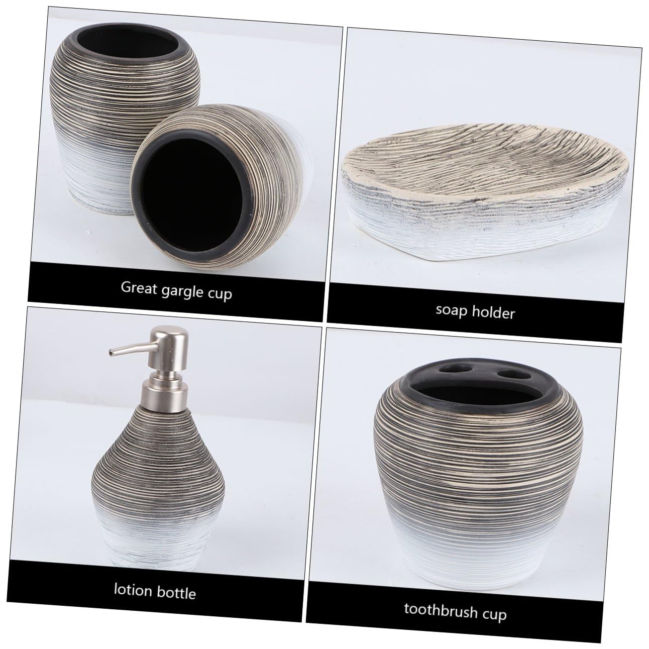 5 Pezzi Porta Spazzolino da Denti e Porta Sapone in Ceramica Leggero per Bagno e Viaggio, Set Accessori Bagno Funzionale e Compatto