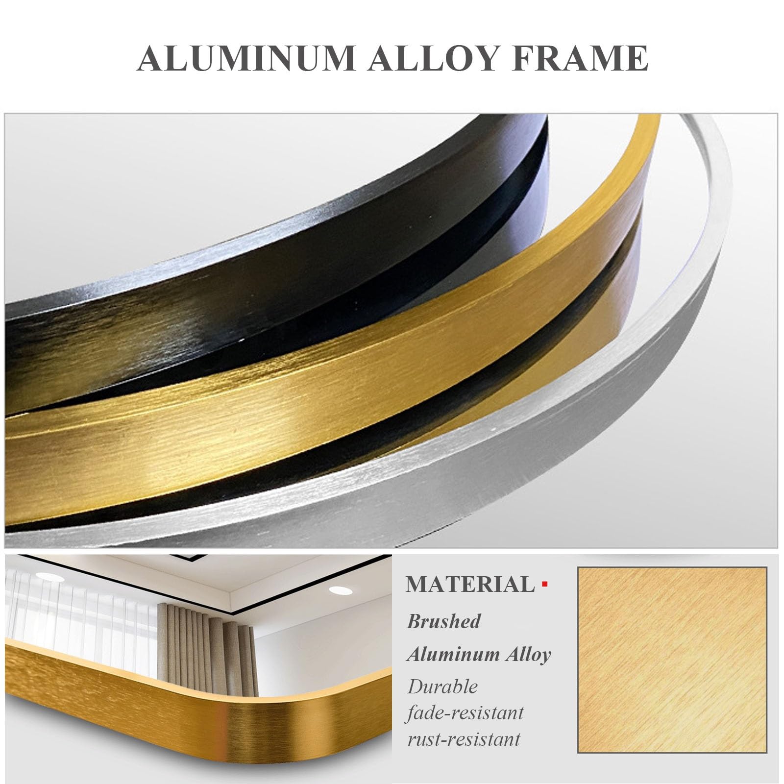 Stylowe czarne owalne lustro narożne montowane na ścianie – lusterko do makijażu HD z metalową ramą, łatwy montaż, 30 x 60 cm, oszczędność miejsca, dekoracja łazienki, idealne do małych przestrzeni