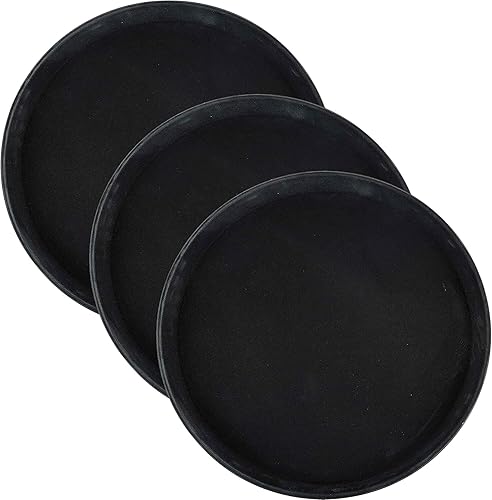 Winco TFG-14K - Bandeja redonda de fibra de vidrio con superficie antideslizante, 14 pulgadas, color negro (juego de 3)
