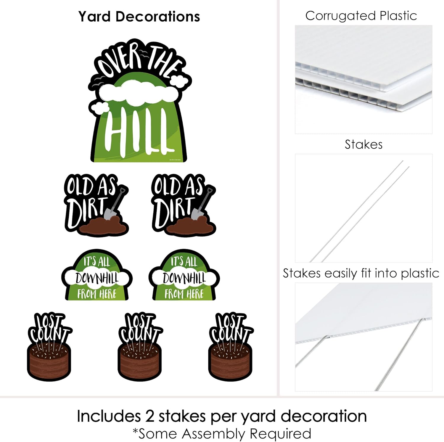 Big Dot of Happiness Over The Hill Birthday - Yard Sign and Outdoor Lawn Decorations - Party - Set of 8