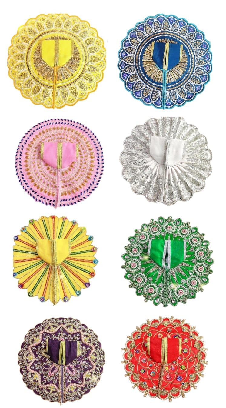 Partish Laddu Gopal Dress (Pack of 8, Random Designs & Colors) l Ladoo Gopal Dress l Kanha Ji Dress (Set of 8 Poshak) Size 0 1 2 3 4 5 6 (Size 0)-picture-36