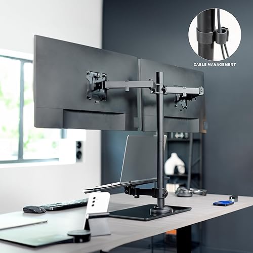 Miniatura 6 de VIVO STAND-V003FGL - Soporte de escritorio independiente con base de vidrio, compatible con monitores de hasta 32 pulgadas y portátiles de 17
