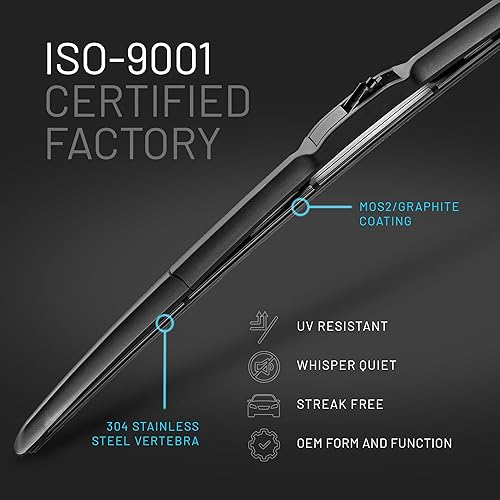 Miniatura 2 de ABT - Limpiaparabrisas de goma japonesa Fukoku de 20 y 19 pulgadas de silicona prémium de 20 y 19 pulgadas con marco híbrido Aero, rendimiento para