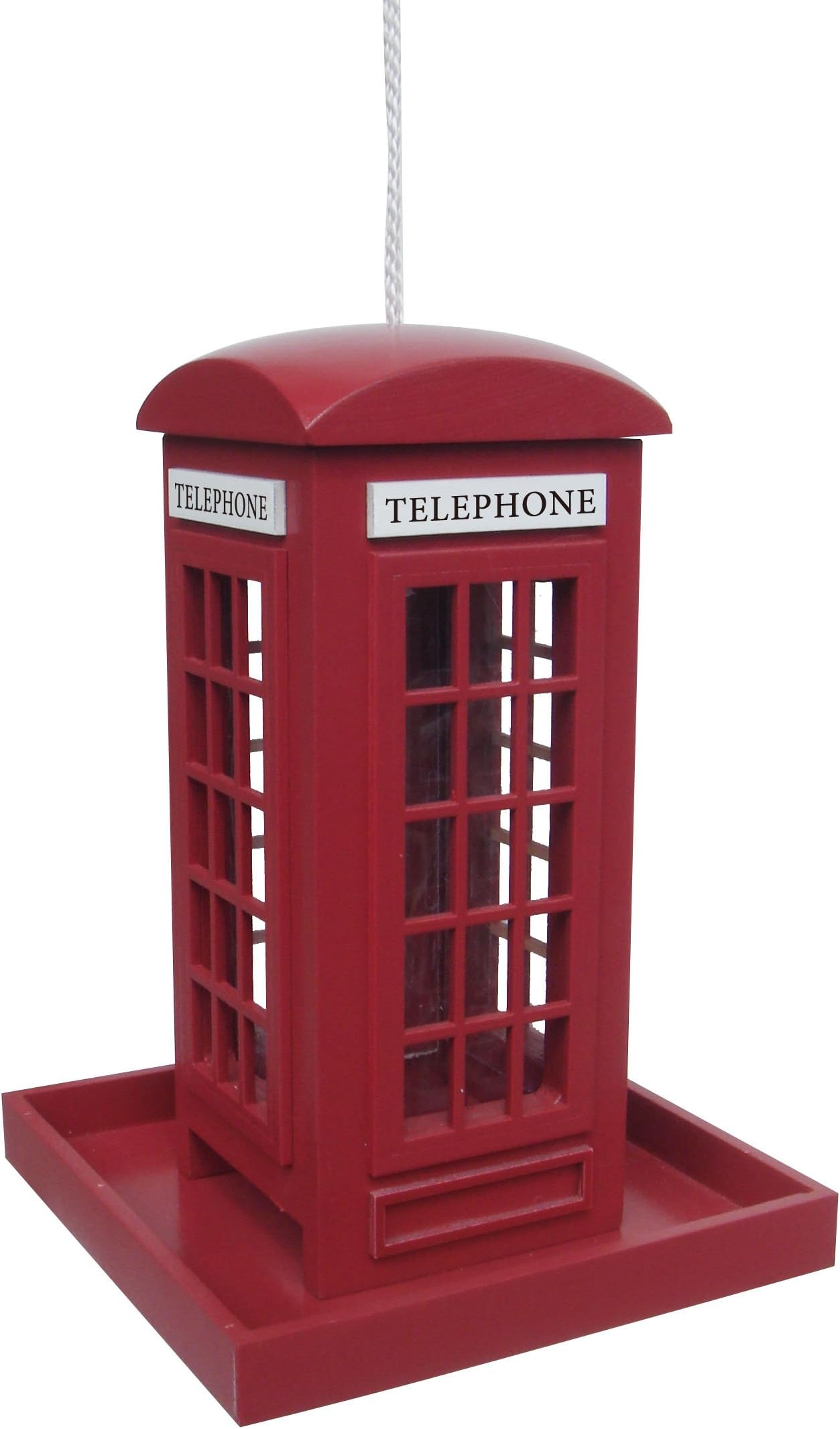 Traditional Red Telephone Phone Box Hanging Bird Feeder