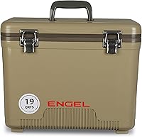 ENGEL 19Qt Leak-Proof Air-Tight Drybox Cooler - Hard Shell Lunch Box Holds 30 Cans, 24+ Hr Ice Retention for Fishing, Camping
