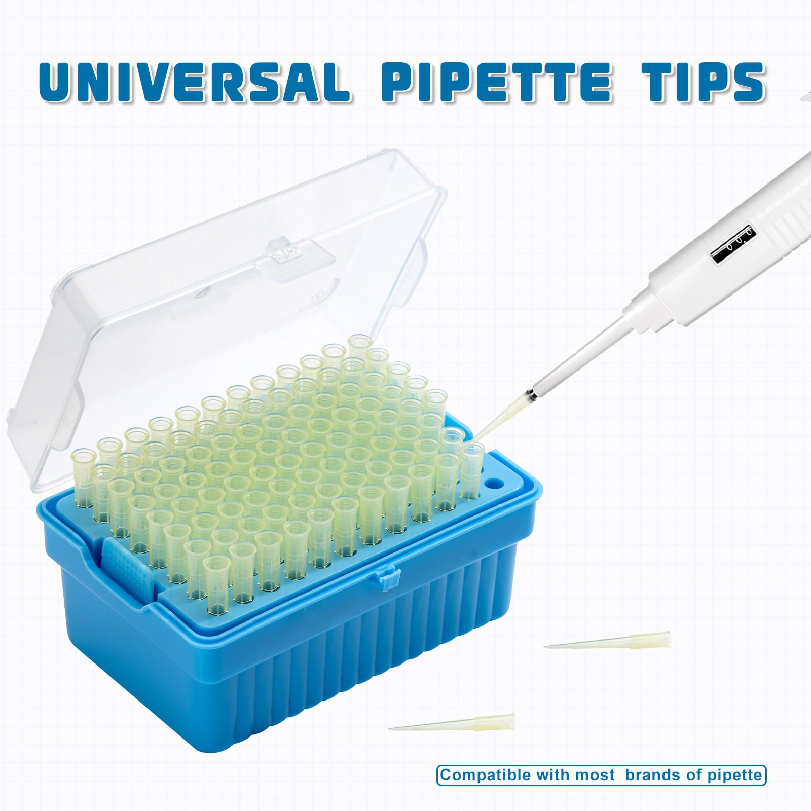 9600 Stück 200μl Pipettenspitzen, Universal Pipettenspitzen, Pipetten Spitzen, Labor Pipettenspitzen, Kunststoff Mikropipette, Flüssigkeitstransfer für Labor Chemie,Steril