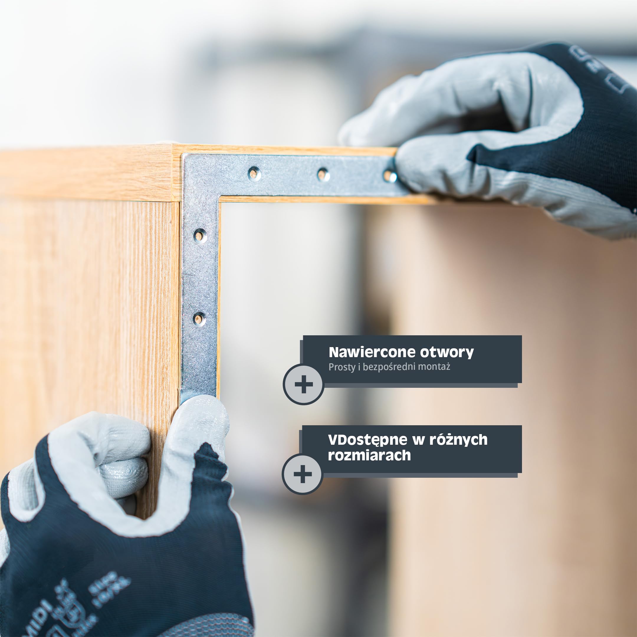 HELPMATE – 24 sztuki płaskich kątowników 100 x 100 x 15 mm – łączniki do drewna ocynkowane galwanicznie pasywowane na niebiesko – kątownik narożny z doskonałą ochroną przed korozją, stabilne i trwałe