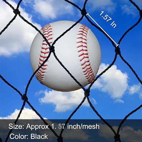 Miniatura 3 de TNZMART Red de respaldo de béisbol negra Red de práctica de béisbol Red de barrera deportiva duradera Red de bateo para béisbol