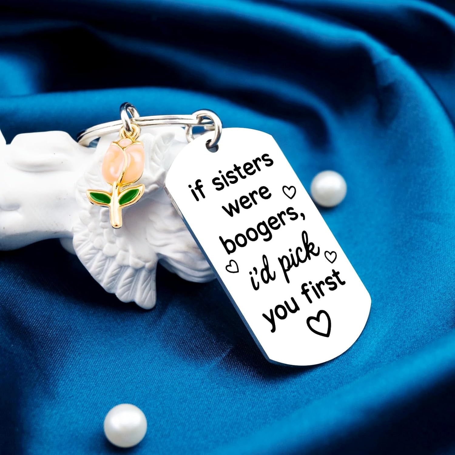 Funny Valentines Day Gifts for Sister Women Girls Big Sisters Gift from Sisters Friend Bestie Best Sister ever Keychain For Birthday Sister Valentines Day Gift Cute Adults Womens Key Chain - Image 3