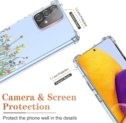 Miniatura 9 de GTBDEKI Funda para Samsung Galaxy A72 4G, Samsung A72 5G SM-A725F con protector de pantalla, funda transparente con patrones de jardín de flores,