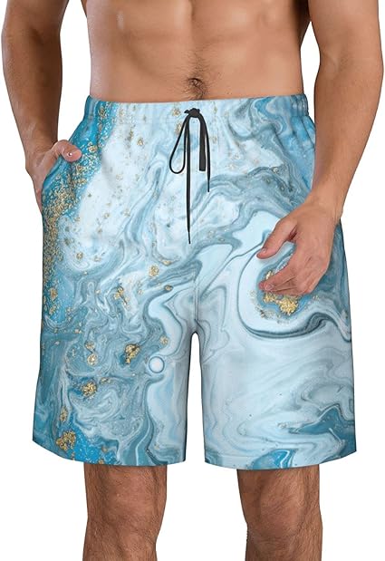 Amazon Co Jp ハーフパンツ メンズ サーフパンツ 青 大理石柄 短パン ビーチパンツ ボードショーツ ショートパンツ 海水パンツ 大きいサイズ ビーチパンツ おしゃれ 人気 水泳パンツ 水着 水陸両用 トレーニング スポーツショーツ 街着 部屋着 ホーム キッチン