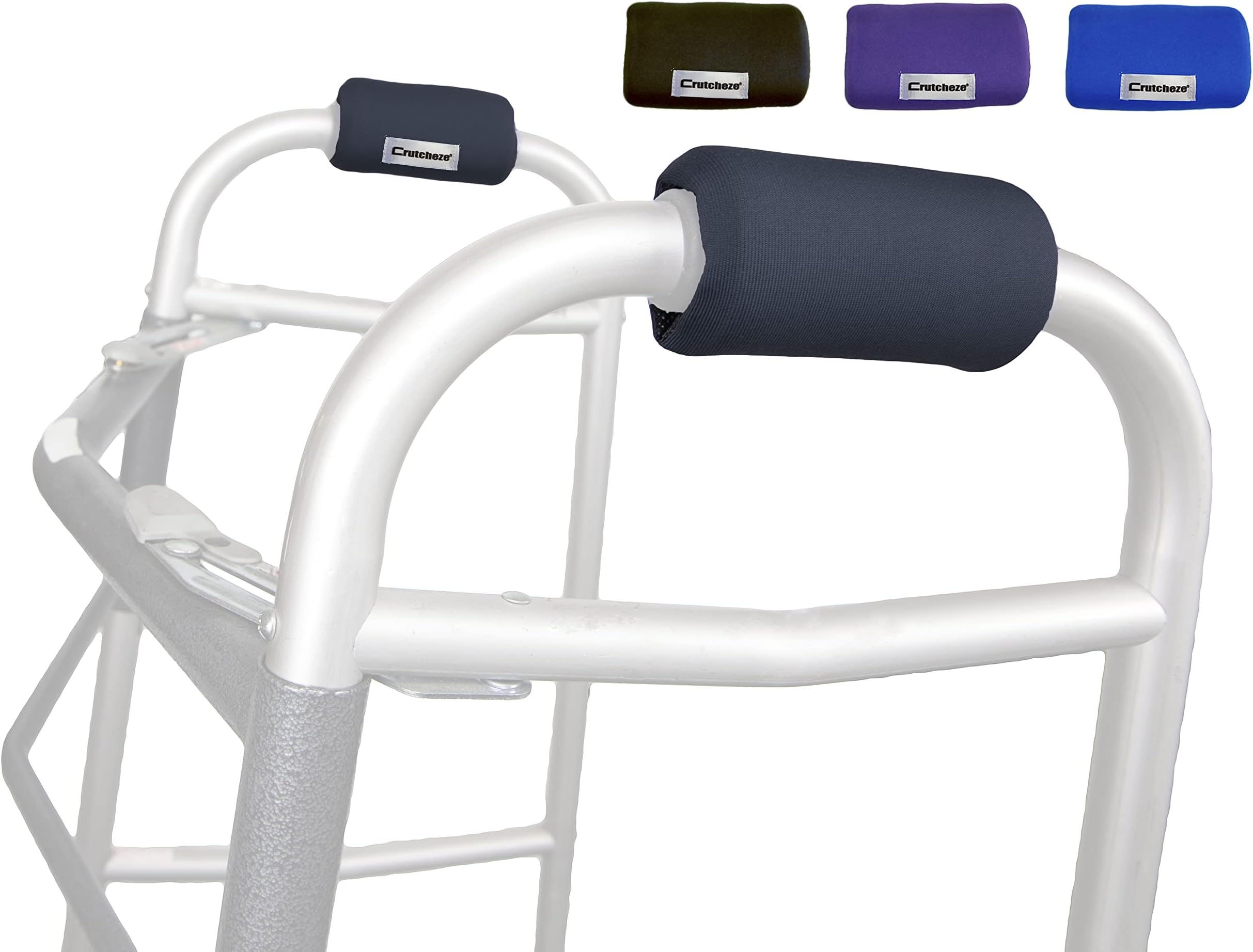 Crutcheze Carbon Grey Walker Padded Hand Grip Covers Made in USA Moisture Wicking, Antibacterial, Comfort, Fashion, Washable Orthopedic Products Accessories