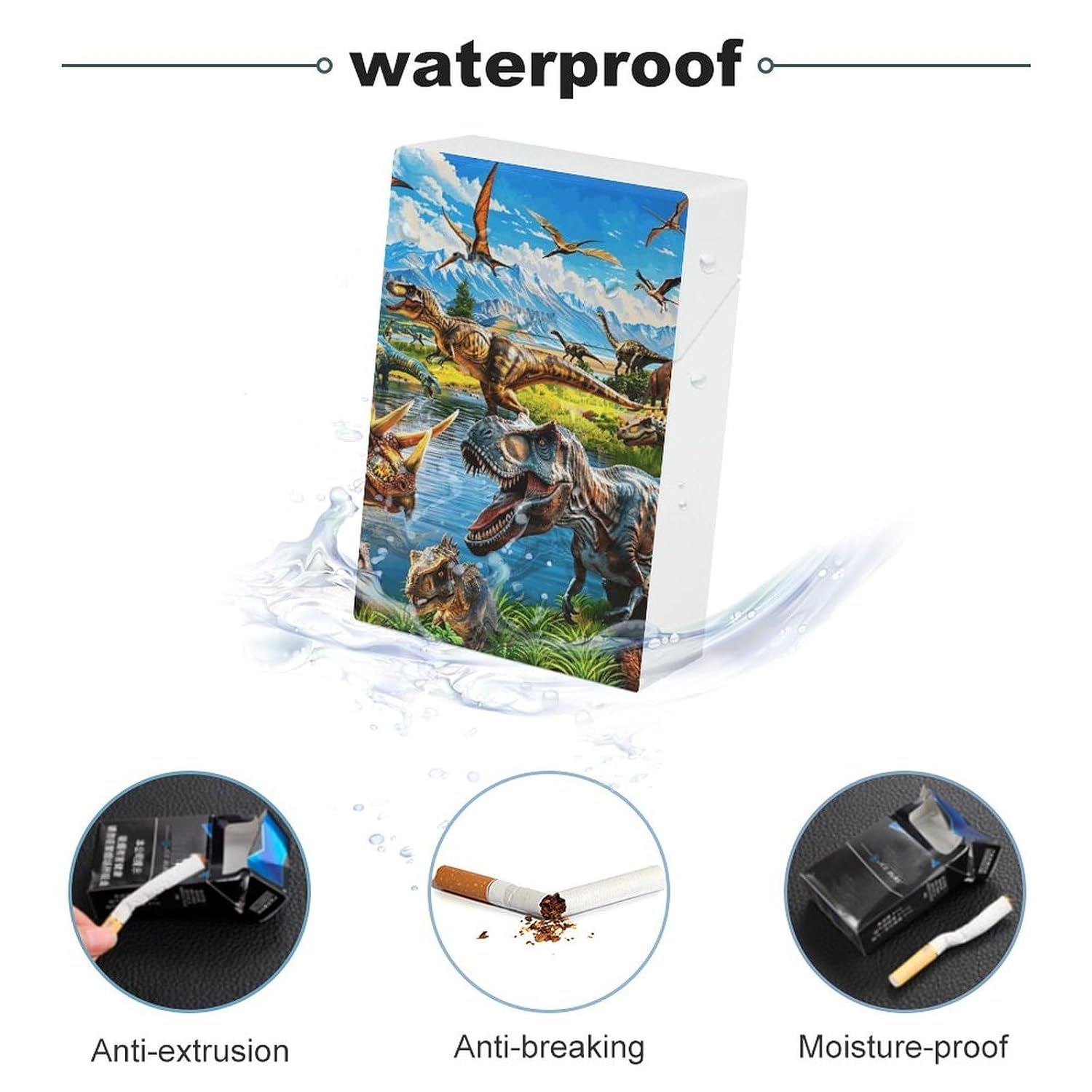 Waterproof Cigarette Case Large Capacity, Prehistoric World of Dinosaurs image 3