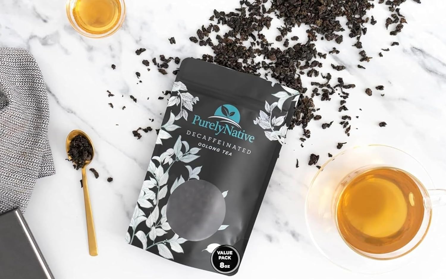 Decaffeinated Oolong Tea Loose Leaf Value Pack, Caffeine Free Hot or Iced Tea Brew | Decaf Oolong Tea 8oz | Makes 80 Cups Of Tea, Half Pound Decaf Oolong