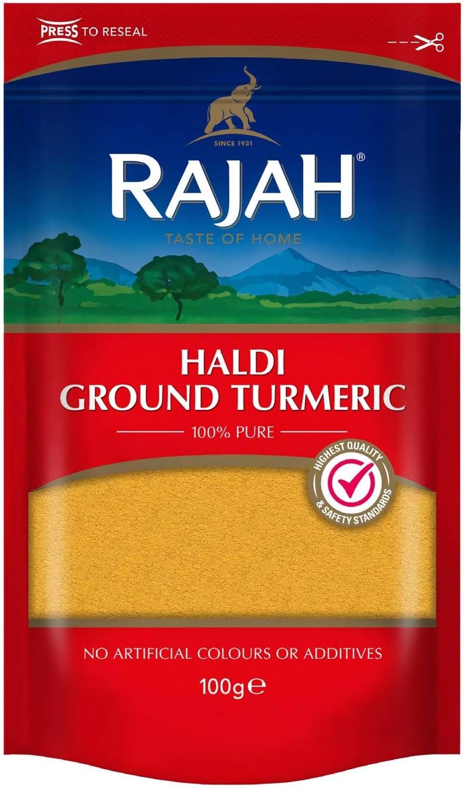 Rajah Spices Haldi Ground Turmeric | Holud | Haldi | Haldar | Haladi | (100g)
