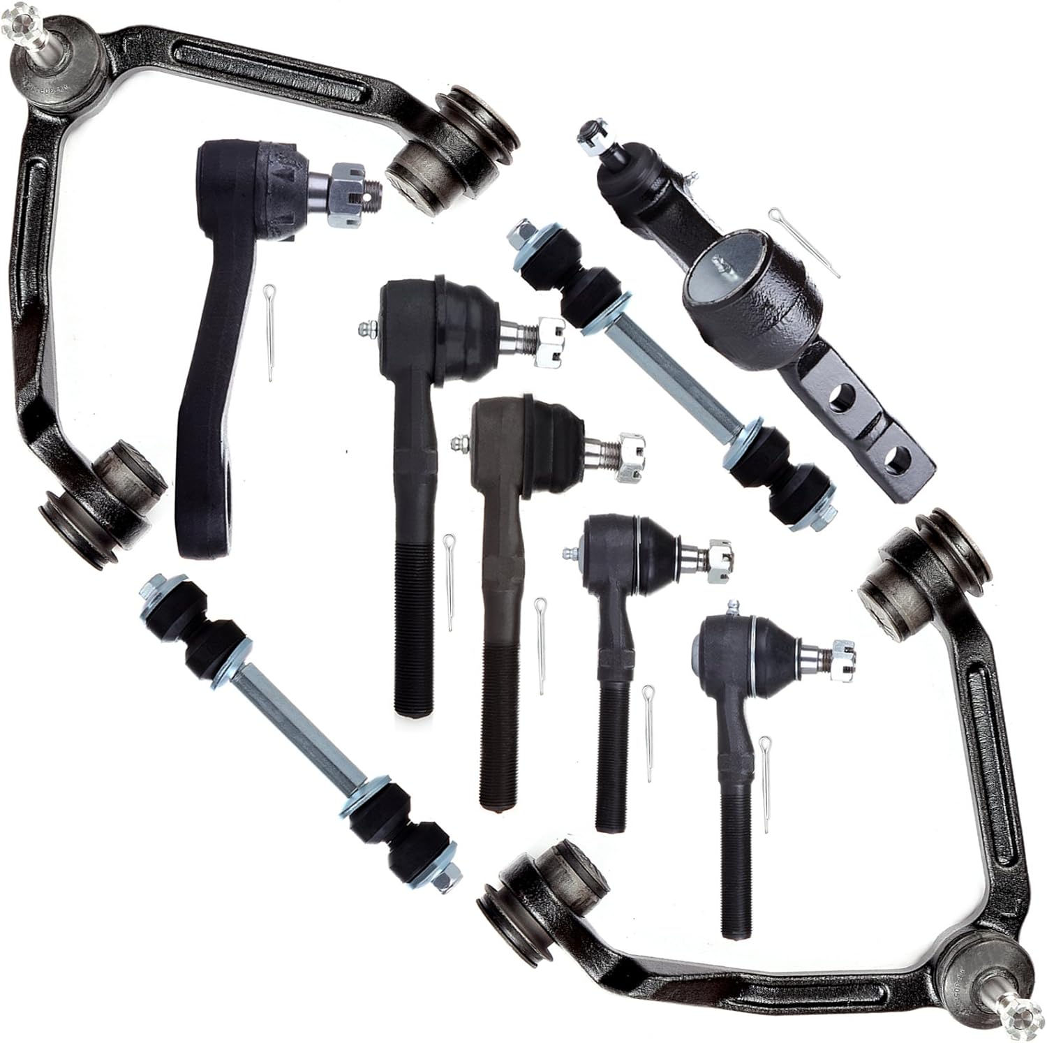 SCITOO 10pcs Suspension Kit For F-150 1997-2003 For Ford Expedition 1997-2002 For F-250 SD 1999-2003 For F-250 (w/Upper Control Arm Sway Bar Tie Rod End Pitman Idler Arm)