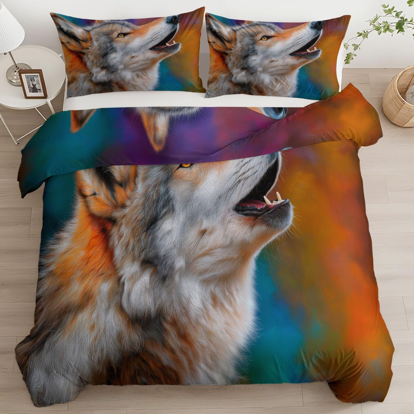 Housse de Couette 220 x 240 cm Loup pour la Chambre d'un Adolescent