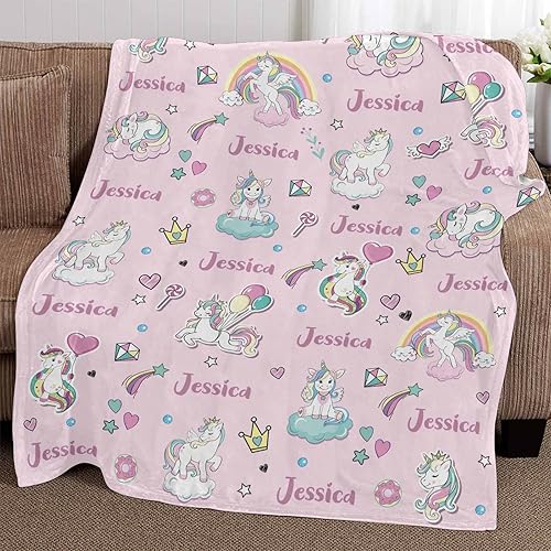 Miniatura 42 de Artsadd Personalized Baby Blanket for Girls Boys, Custom Baby Blankets with Name Customized Throw Blanket for Kids Newborn Baby Shower Birthday Gifts