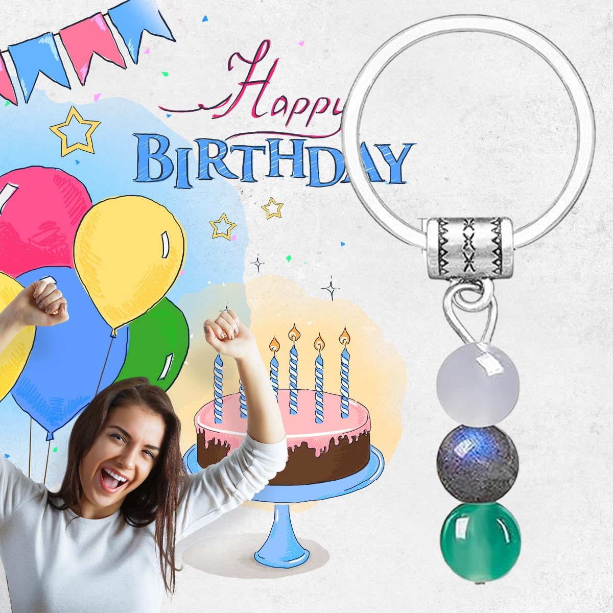 Birthday Gifts for Women, New Beginning Gifts for Her, Natural Crystal Stone Keychains Ideal Birthday Gift for Woman image 4