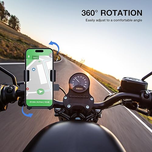 Miniatura 6 de Soporte para teléfono de motocicleta Soporte de teléfono de bicicleta mejorado para iPhone 151413 más teléfonos de 4.7-6.7 pies, negro (manillar)