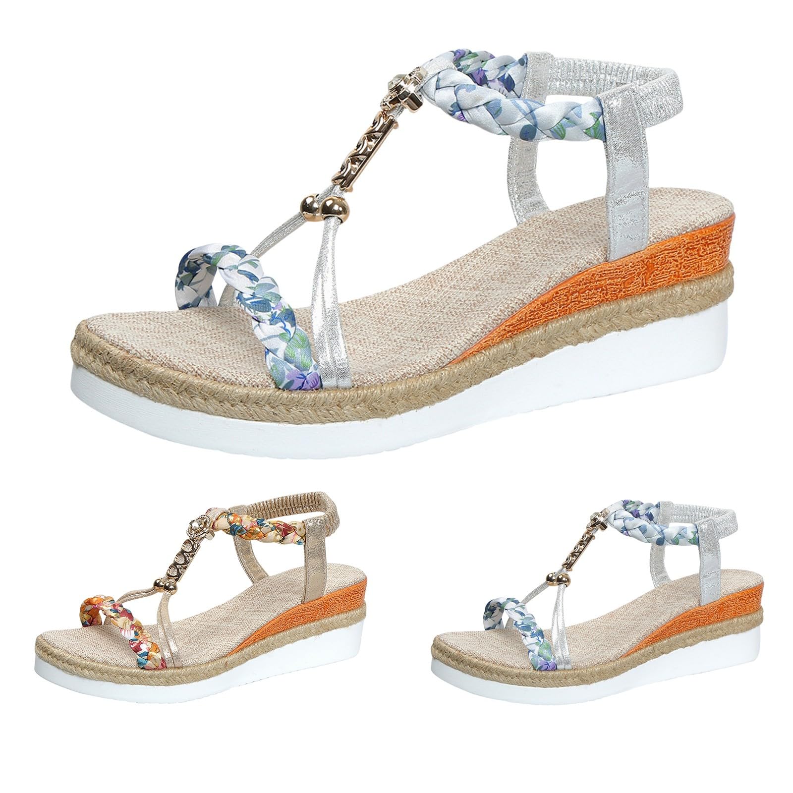 Generico Sandalidonna Estive Eleganti Estivi Con Zeppa Da Donna Traspiranti Antiscivolo Punta Comodi Sandali Semi-Rimorchio Scarpe Donna Ortopediche Aperte Ortopedici Comfort 36 Sandalo D'argento 43