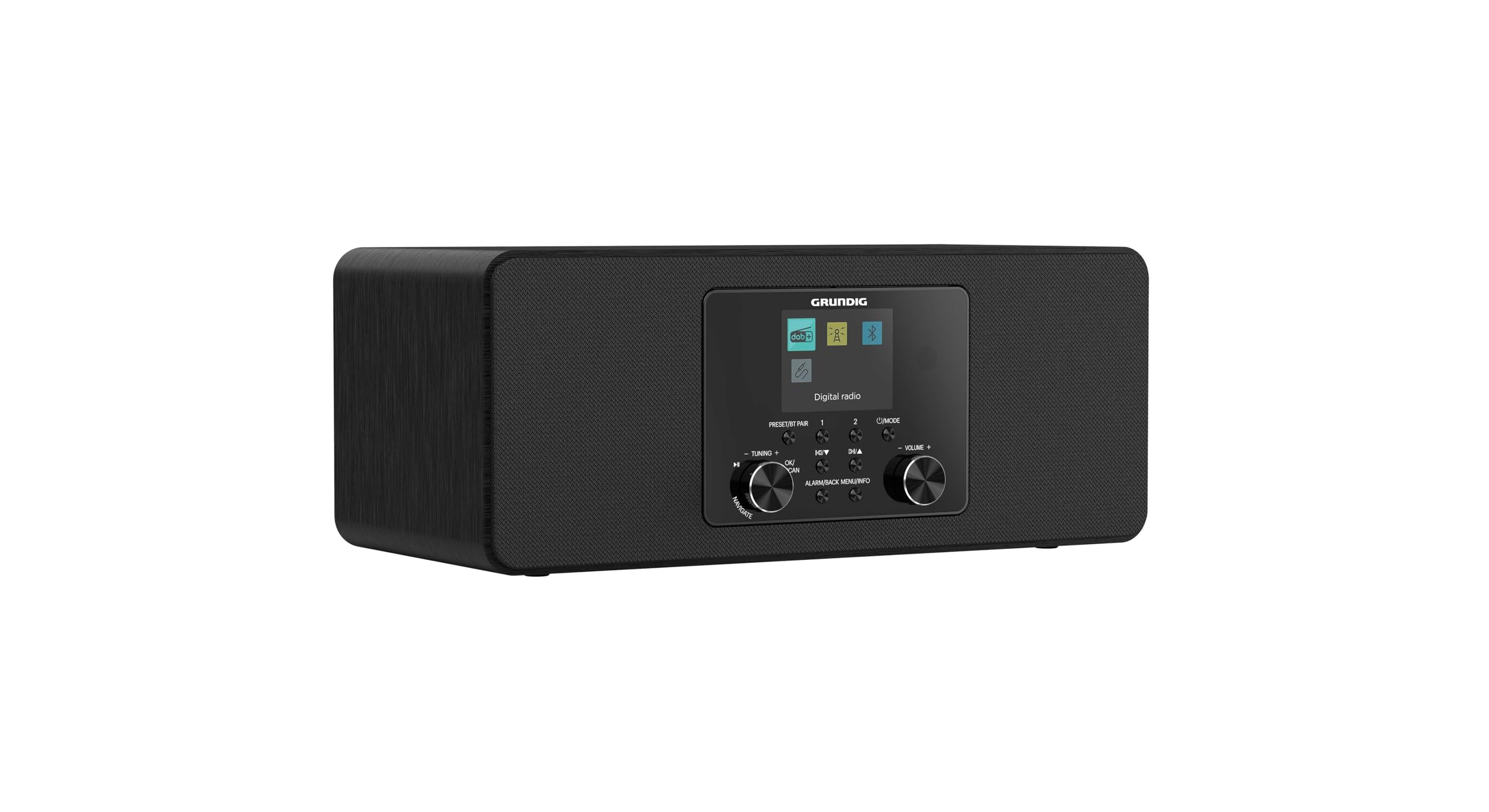 Grundig DTR 4600 2.0 DAB+ Radio digitale FM 2.0 Sistema di altoparlanti stereo da 10 W RMS, Funzione Allarme, Automatico addormentato, Display a colori, Nero