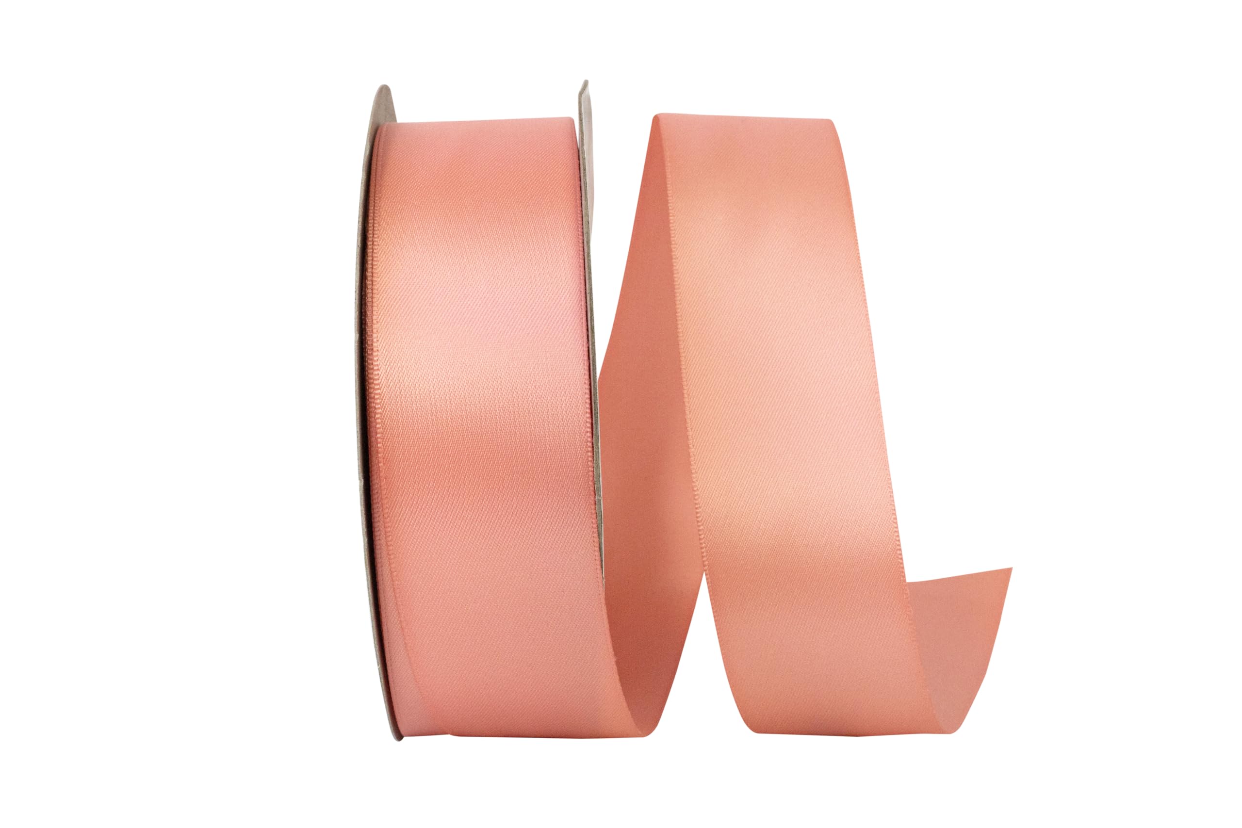 Ruban de satin double face 38mm bobine grand format corail pour mercerie et loisirs