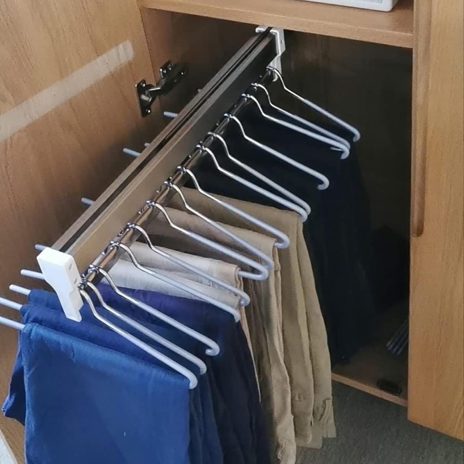 Heavy Duty Extendable Pull Out Closet Rod - Sliding Wardrobe Closet Rod, 30-80cm Adjustable Wardrobe Rail Clothes Rack, Sliding Wardrobe Closet Rod 450MM/17.7INCH