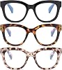 Oversized Reading Glasses For Women Blue Light Blocking Computer Readers Spring Hinge Retro 0.0