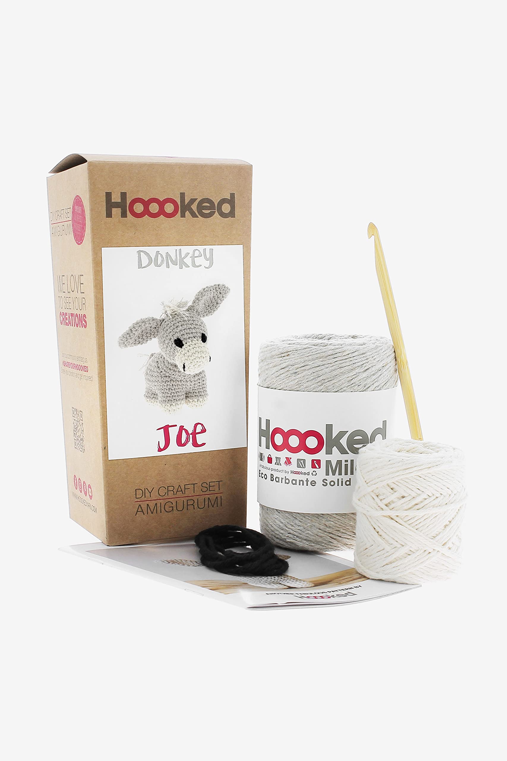 Hoooked Donkey Joe Eco Barb Kit, Biscuit, 19.5 x 9 x 9 cm