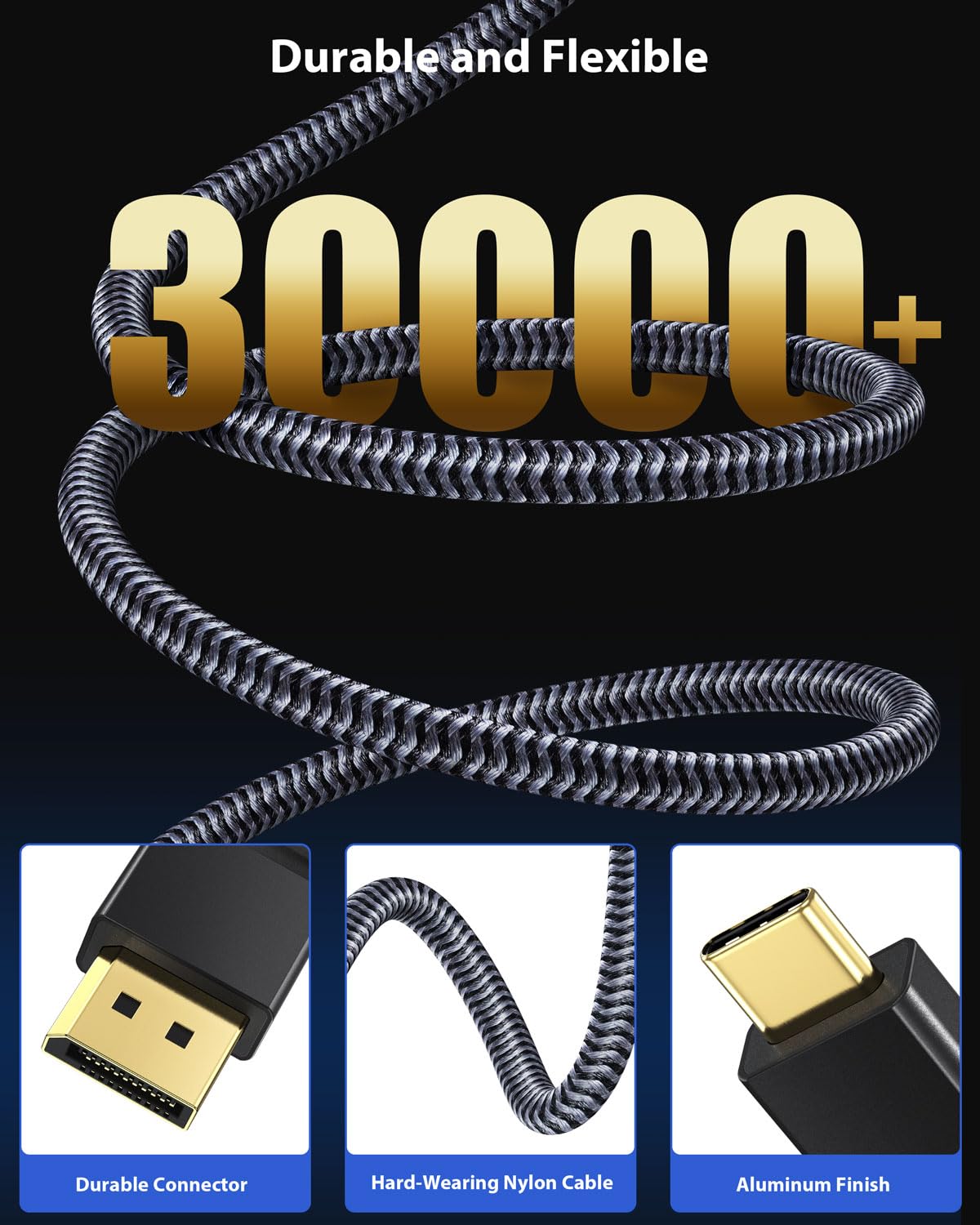 Maxonar Cavo USB C a DisplayPort 8K@60Hz 1,8M/6FT 4K@60Hz/144Hz/120Hz 5K@60Hz 2K@240Hz Thunderbolt 3 a DisplayPort HBR3 Tipo C DP 1.4 per MacBook Pro, M1 Pro/Max, Mac Mini Nero