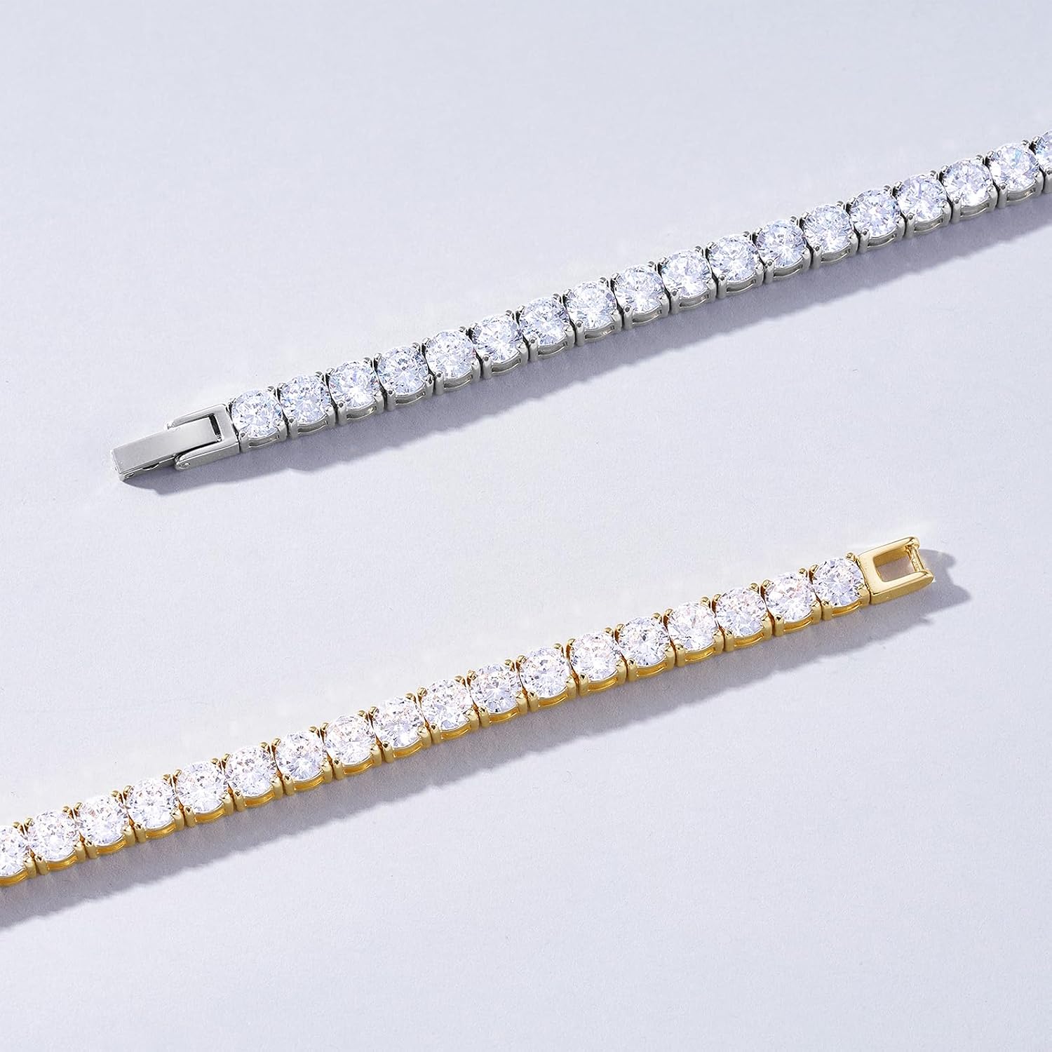 KissYan Tennis Bracelet for Women, 14K Gold Plated Classic Round Cubic Zirconia Simulated Diamond Bracelets Dainty Jewelry Gifts - Image 7