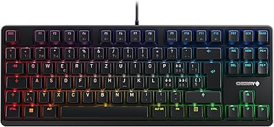 CHERRY G80-3000N RGB TKL, clavier mécanique de gaming filaire sans pavé numérique, Disposition suisse (QWERTZ), rétro-éclairage RGB, Commutateurs d’origine MX MX RED, Noir