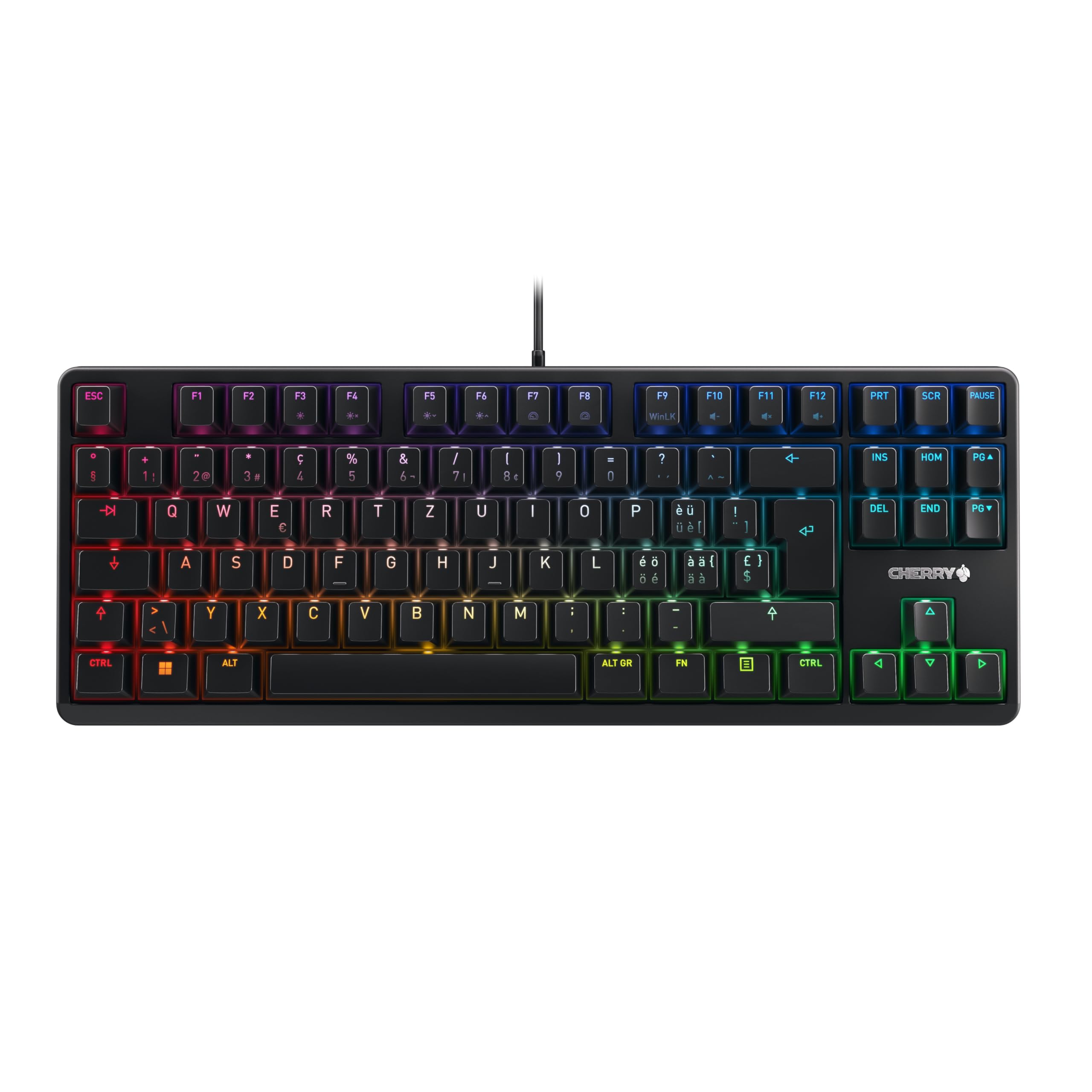 CHERRY G80-3000N RGB TKL, Gaming-Tastatur, Schweiz, MX Silent RED, Schwarz