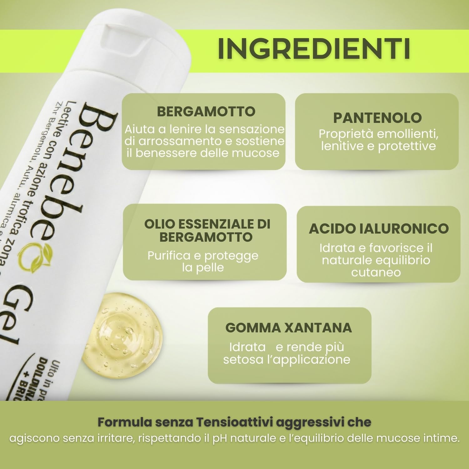Benebeo Gel Wellvit - Crema Anale, Crema Intima Lenitiva Prurito Bruciore Zona Ano-Perineale con Acido Ialuronico e Pantenolo, Sollievo per Fastidio e Sensibilità, pH Fisiologico - 50 ml Made in Italy