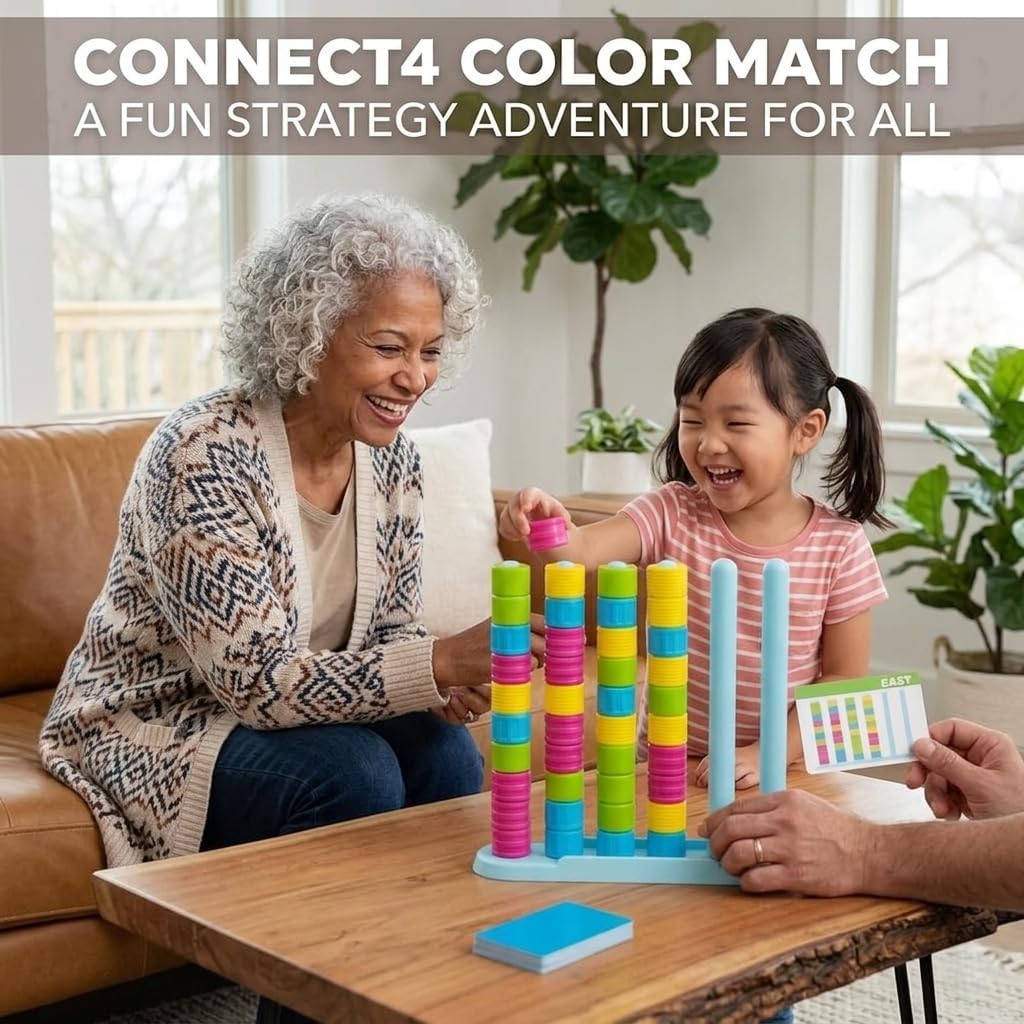 Color Stack Challenge Game-Fast-Paced Color Match Stacking Board Game Quick Thinking Head-to-Head Party Game for Family Game Night Travel-Friendly Competition Set for 2-4 Players (1)