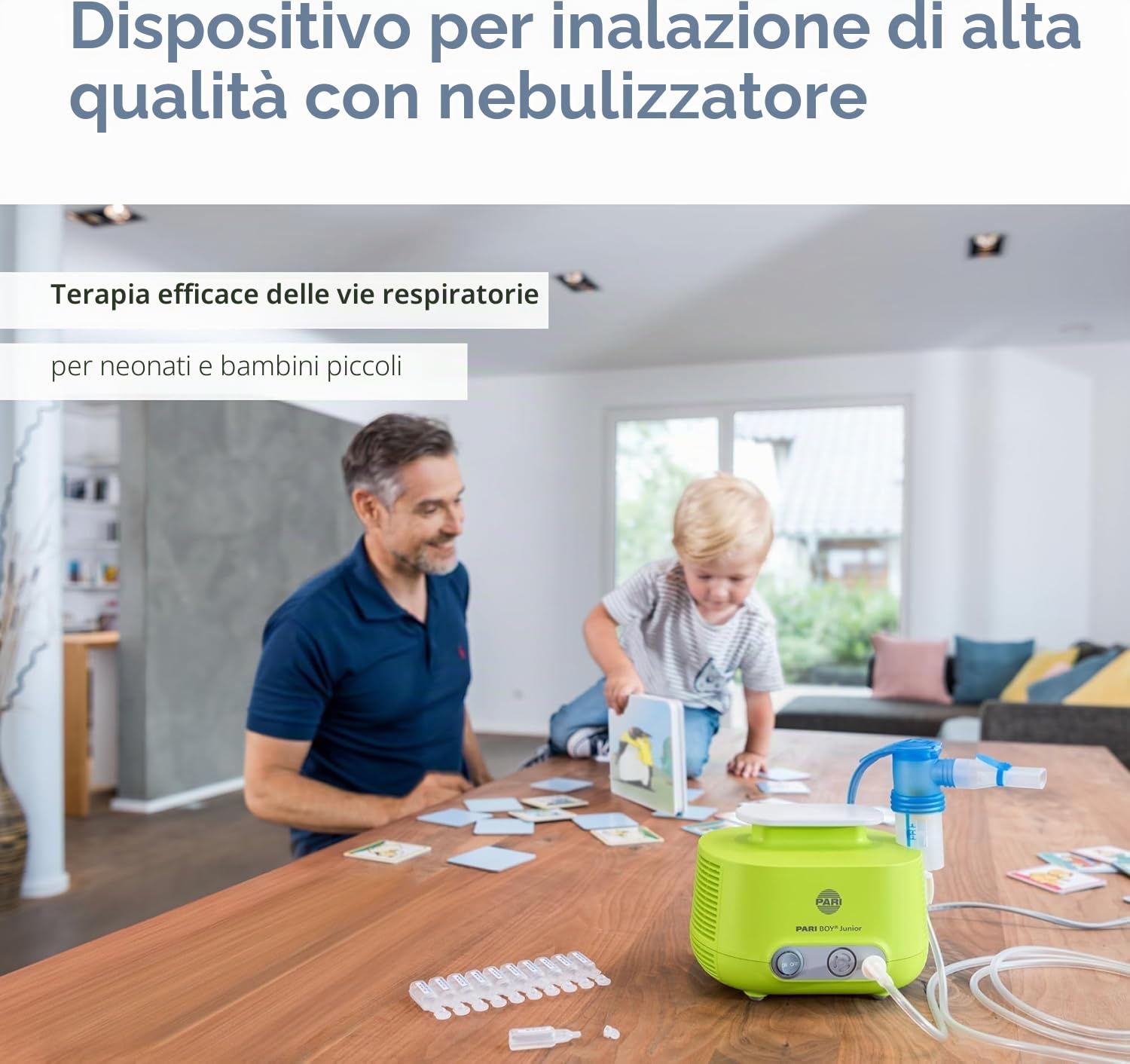 Pari 130G1300 Boy Junior, inalatore per il trattamento delle malattie respiratorie, per neonati e bambini a partire da 1 mese