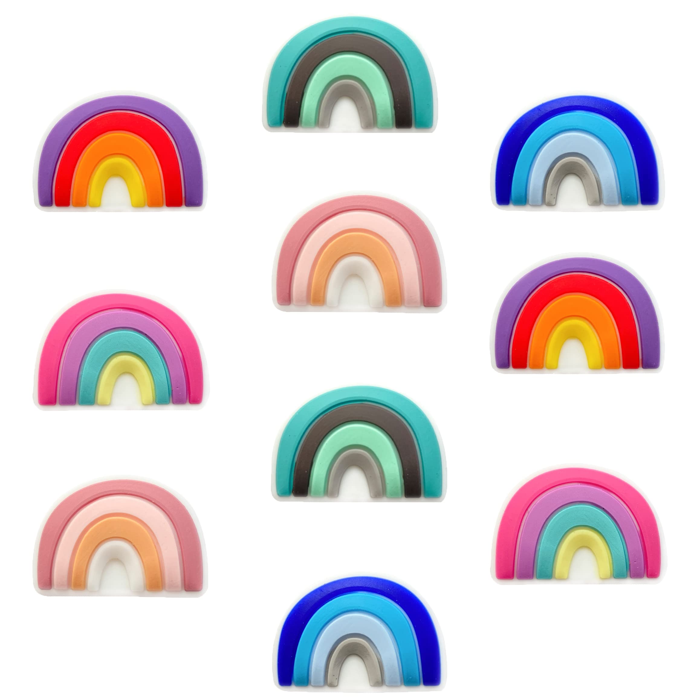 10Pcs Cute Animals Silicone Beads for Jewelry Making to Bracelets DIY Chain Jewelry Pen Beads Accessories (Rainbow)