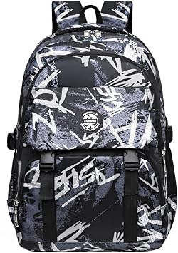 JiaYou Men High School Backpack Large Capacity Daypack Boys Middle School Laptop BagBlack,36 Liters