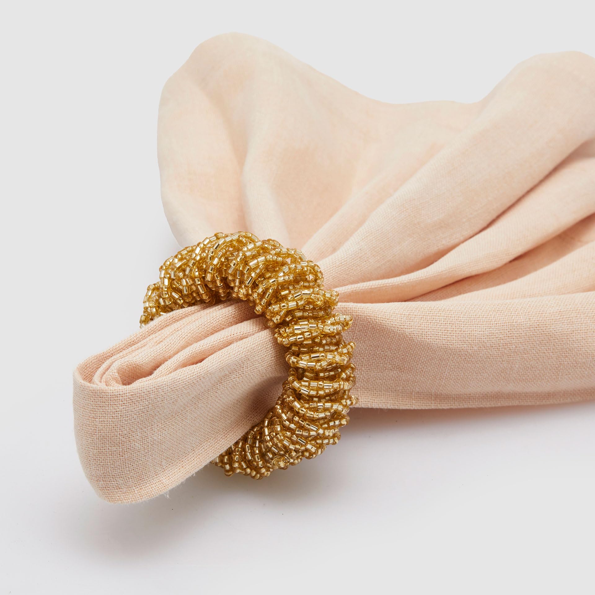 EDG Enzo De Gasperi Serviettenringe mit Perlen, rund, 6 Stück, 6 cm, Gold