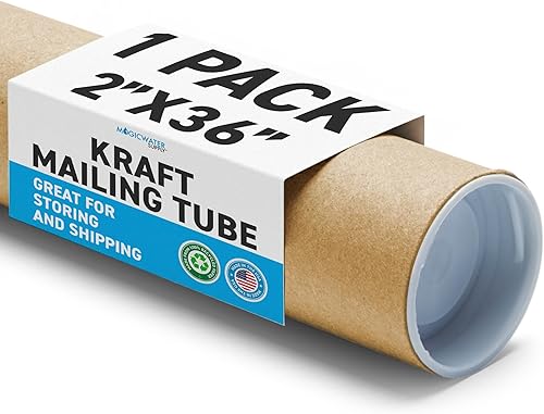 MagicWater Supply Tubo de correo – 2 pulgadas x 36 pulgadas – Kraft – 1 paquete – para envío y almacenamiento de carteles, artes, manualidades y