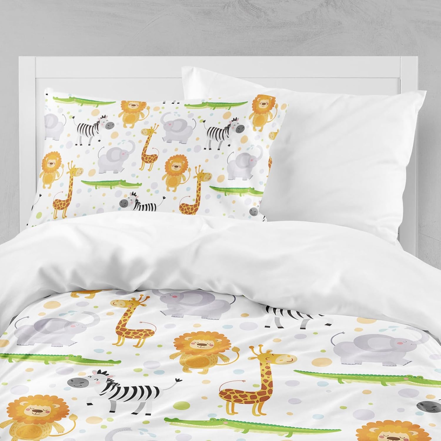 DJDEA Toddler Duvet Cover Set Wild Animal Pattern Print 120x150cm - Image 4