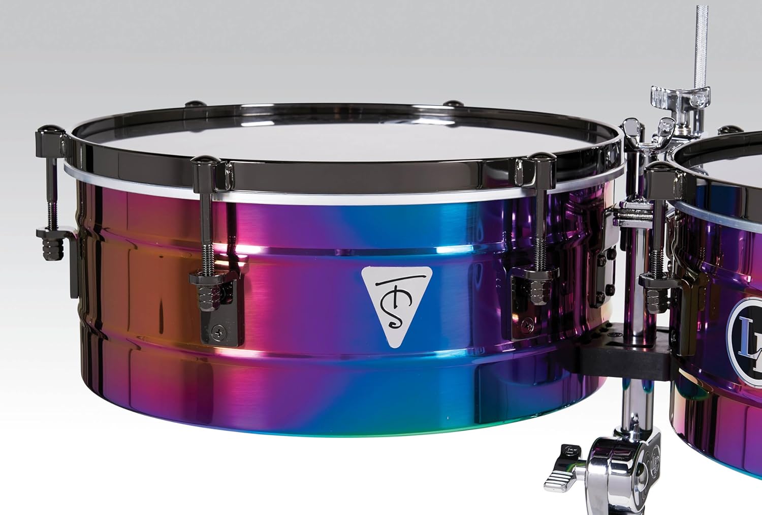 Latin Percussion Tony Succar Signature Timbale - Rainbow Chrome - Black Chrome Hardware