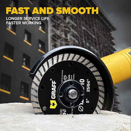 Miniatura 5 de GRAFF Hoja de diamante de 5 pulgadas para amoladora angular, rueda de corte de diamante para cortar piedra, mármol, granito, ladrillo, mampostería,