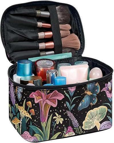 Vista 202 de doginthehole Bolsa de maquillaje, bolsa de cosméticos de viaje, bolsa de aseo portátil grande, organizador de accesorios para mujeres y niñas